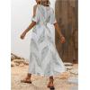 imageVerdusa Womens Summer Maxi Casual Dresses 2024 Cold Shoulder V Neck Short Sleeve DressWhite and Green