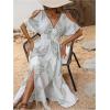 imageVerdusa Womens Summer Maxi Casual Dresses 2024 Cold Shoulder V Neck Short Sleeve DressWhite and Green
