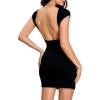 imageVerdusa Womens Backless Round Neck Cap Sleeve Bodycon Mini Clubwear DressBlack