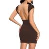imageVerdusa Womens Backless Round Neck Cap Sleeve Bodycon Mini Clubwear DressCoffee Brown