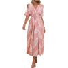imageVerdusa Womens Summer Maxi Casual Dresses 2024 Cold Shoulder V Neck Short Sleeve DressPink