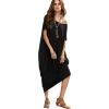 imageVerdusa Womens Boat Neck Dolman Sleeve Caftan Harem Oversized Maxi DressBlack