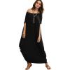 imageVerdusa Womens Boat Neck Dolman Sleeve Caftan Harem Oversized Maxi DressBlack