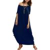 imageVerdusa Womens Boat Neck Dolman Sleeve Caftan Harem Oversized Maxi DressBluea