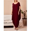 imageVerdusa Womens Boat Neck Dolman Sleeve Caftan Harem Oversized Maxi DressBurgundya