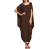 imageVerdusa Womens Boat Neck Dolman Sleeve Caftan Harem Oversized Maxi DressChocolate Browna