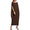 imageVerdusa Womens Boat Neck Dolman Sleeve Caftan Harem Oversized Maxi DressChocolate Browna