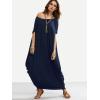 imageVerdusa Womens Boat Neck Dolman Sleeve Caftan Harem Oversized Maxi DressNavy Blue