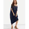 imageVerdusa Womens Boat Neck Dolman Sleeve Caftan Harem Oversized Maxi DressNavy Blue