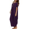 imageVerdusa Womens Boat Neck Dolman Sleeve Caftan Harem Oversized Maxi DressPurplea