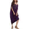 imageVerdusa Womens Boat Neck Dolman Sleeve Caftan Harem Oversized Maxi DressPurplea