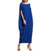 imageVerdusa Womens Boat Neck Dolman Sleeve Caftan Harem Oversized Maxi DressRoyal Bluea