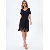 imageVerdusa Womens Cold Shoulder V Neck Fringe Hem Straight Dress Without BeltSolid Black