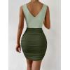 imageVerdusa Womens Colorblock Twist Cut Out Plunging Neck Sleeveless Bodycon Mini DressArmy Green