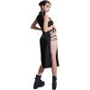 imageVerdusa Womens Crisscross High Split Mock Neck Sleeveless Midi Bodycon DressBlack