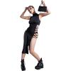 imageVerdusa Womens Crisscross High Split Mock Neck Sleeveless Midi Bodycon DressBlack