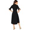 imageVerdusa Womens Elegant Ribbed Ruffle Half Sleeve A Line Dresses Fit and Flare Midi DressBlack