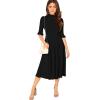 imageVerdusa Womens Elegant Ribbed Ruffle Half Sleeve A Line Dresses Fit and Flare Midi DressBlack