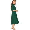 imageVerdusa Womens Elegant Ribbed Ruffle Half Sleeve A Line Dresses Fit and Flare Midi DressGreen