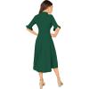 imageVerdusa Womens Elegant Ribbed Ruffle Half Sleeve A Line Dresses Fit and Flare Midi DressGreen