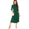imageVerdusa Womens Elegant Ribbed Ruffle Half Sleeve A Line Dresses Fit and Flare Midi DressGreen