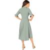 imageVerdusa Womens Elegant Ribbed Ruffle Half Sleeve A Line Dresses Fit and Flare Midi DressMint Green