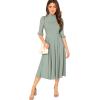 imageVerdusa Womens Elegant Ribbed Ruffle Half Sleeve A Line Dresses Fit and Flare Midi DressMint Green
