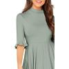 imageVerdusa Womens Elegant Ribbed Ruffle Half Sleeve A Line Dresses Fit and Flare Midi DressMint Green