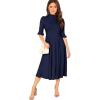 imageVerdusa Womens Elegant Ribbed Ruffle Half Sleeve A Line Dresses Fit and Flare Midi DressNavy