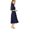 imageVerdusa Womens Elegant Ribbed Ruffle Half Sleeve A Line Dresses Fit and Flare Midi DressNavy
