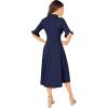 imageVerdusa Womens Elegant Ribbed Ruffle Half Sleeve A Line Dresses Fit and Flare Midi DressNavy