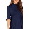 imageVerdusa Womens Elegant Ribbed Ruffle Half Sleeve A Line Dresses Fit and Flare Midi DressNavy