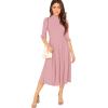 imageVerdusa Womens Elegant Ribbed Ruffle Half Sleeve A Line Dresses Fit and Flare Midi DressPink