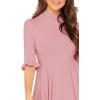 imageVerdusa Womens Elegant Ribbed Ruffle Half Sleeve A Line Dresses Fit and Flare Midi DressPink
