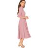 imageVerdusa Womens Elegant Ribbed Ruffle Half Sleeve A Line Dresses Fit and Flare Midi DressPink