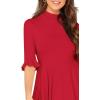 imageVerdusa Womens Elegant Ribbed Ruffle Half Sleeve A Line Dresses Fit and Flare Midi DressRed Solid