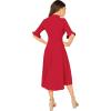 imageVerdusa Womens Elegant Ribbed Ruffle Half Sleeve A Line Dresses Fit and Flare Midi DressRed Solid