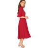 imageVerdusa Womens Elegant Ribbed Ruffle Half Sleeve A Line Dresses Fit and Flare Midi DressRed Solid