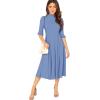 imageVerdusa Womens Elegant Ribbed Ruffle Half Sleeve A Line Dresses Fit and Flare Midi DressSlate Blue