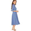 imageVerdusa Womens Elegant Ribbed Ruffle Half Sleeve A Line Dresses Fit and Flare Midi DressSlate Blue