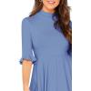 imageVerdusa Womens Elegant Ribbed Ruffle Half Sleeve A Line Dresses Fit and Flare Midi DressSlate Blue