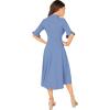 imageVerdusa Womens Elegant Ribbed Ruffle Half Sleeve A Line Dresses Fit and Flare Midi DressSlate Blue