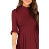imageVerdusa Womens Elegant Ribbed Ruffle Half Sleeve A Line Dresses Fit and Flare Midi DressWine Red