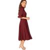 imageVerdusa Womens Elegant Ribbed Ruffle Half Sleeve A Line Dresses Fit and Flare Midi DressWine Red