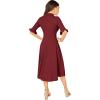 imageVerdusa Womens Elegant Ribbed Ruffle Half Sleeve A Line Dresses Fit and Flare Midi DressWine Red
