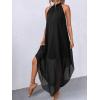 imageVerdusa Womens Flowy Halter Neck Sleeveless Asymmetrical Hem Maxi Long DressBlack