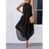 imageVerdusa Womens Flowy Halter Neck Sleeveless Asymmetrical Hem Maxi Long DressBlack