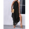 imageVerdusa Womens Flowy Halter Neck Sleeveless Asymmetrical Hem Maxi Long DressBlack