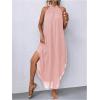 imageVerdusa Womens Flowy Halter Neck Sleeveless Asymmetrical Hem Maxi Long DressLight Pink