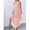 imageVerdusa Womens Flowy Halter Neck Sleeveless Asymmetrical Hem Maxi Long DressLight Pink